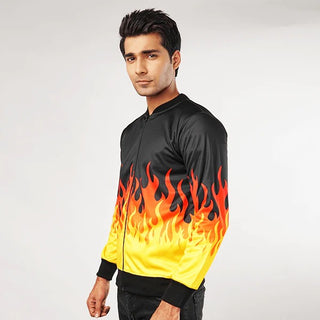 Burning Flames All Over Printed Jacket